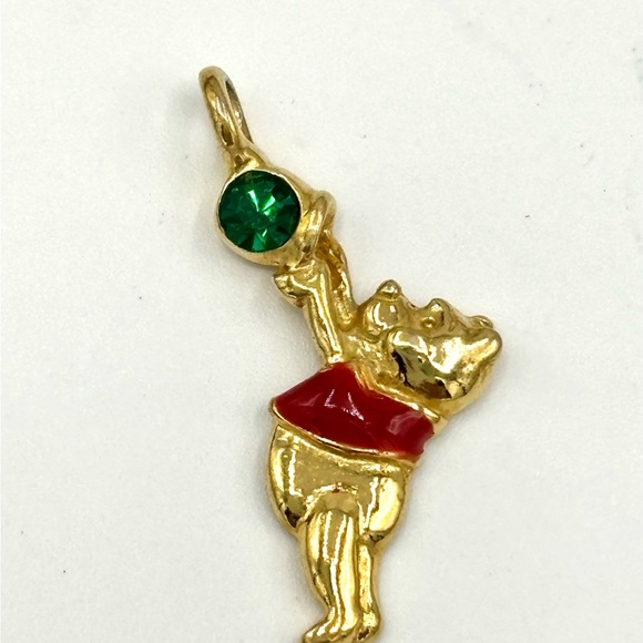 Jewelry - Gold and Red Bear Pendant with Green Gem